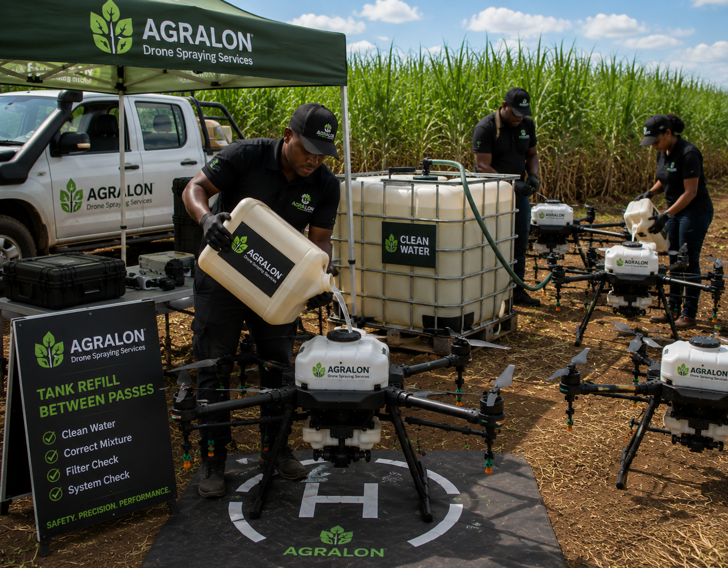Drone tank refilling
